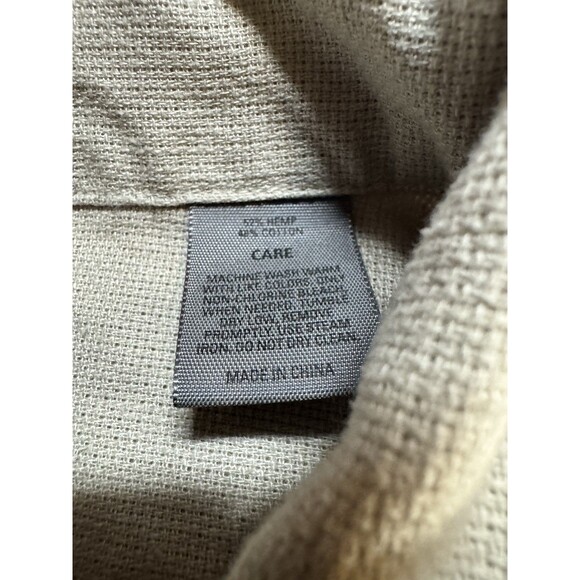 REI Hemp Blend Organic Cotton Button Up Shirt Mens L Beige Short Sleeve Casual - Picture 3 of 6